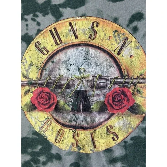 Authentic Guns N Roses Sweatshirt Womens Medium Graphic Print Tie-Dye Green Camo - Picture 8 of 9